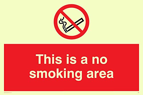 Viking Schilder ps9-a6l-p Dies ist ein No Smoking Area Zeichen, Kunststoff, halbstarr nachleuchtend, 100 mm H x 150 mm W
