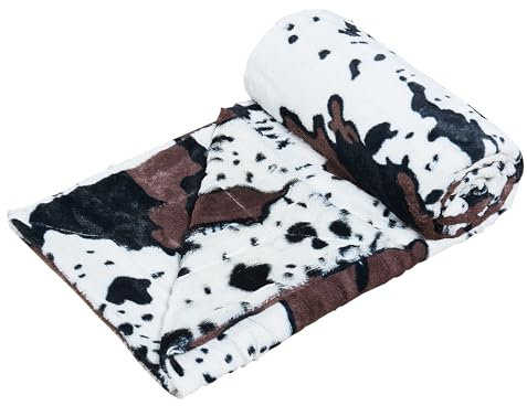Home Soft Things Decke mit Kuh-Druck, Tiermotiv, für Stuhl, Schlafzimmer, Wohnzimmer, Sofa, Couch, Bett, Outdoor, doppelseitig, Kunstfell, Fleece, weich, gemütlich, 127 x 152,4 cm