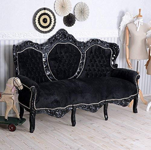 Barock Sofa Schwarz Couch Sitzbank Barocksofa 180 cm Liege Antik cat705c02 Palazzo Exclusiv