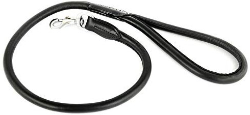 Monkimau Hundeleine Leder | Hundeleine Mittelgroße Hunde | Lederleine Hund | Hunde Leine | Hundeleine Schwarz 12mm x 1m