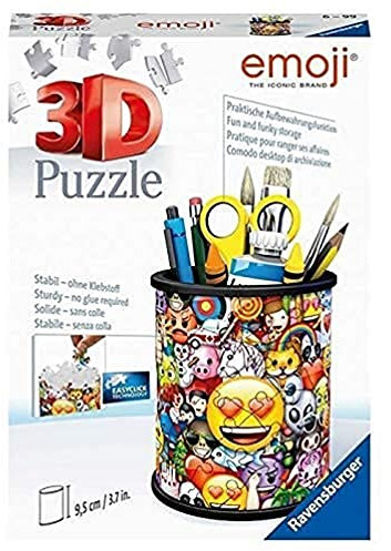 Ravensburger - Puzzle 3D Pot à Crayons - Emoji - A partir de 6 Ans - 54 pièces numérotées à Assembler sans Colle - Accessoires Inclus - Hauteur 9,5 cm - 11217