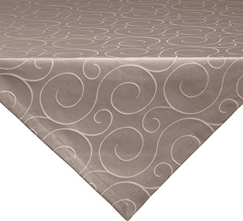Erwin Müller Mitteldecke, Tischdecke Oberhausen, Jacquard Ranken Taupe Größe 100x100 cm - pflegeleicht, bügelleicht, mit Kuvertsaum