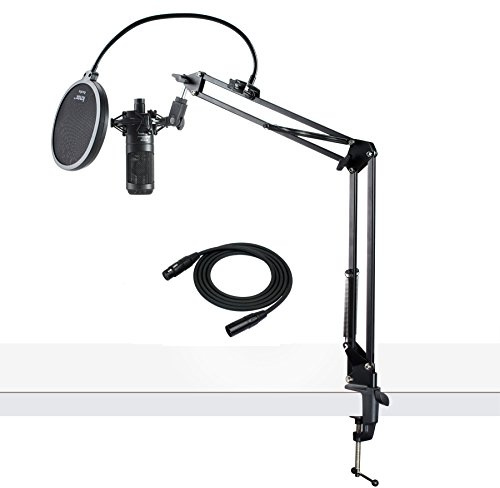 Audio-Technica AT2035 Microphone bundle with Knox Gear Pop Filter, Boom Arm and XLR Cable