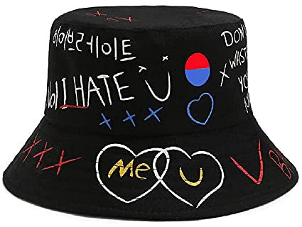 GEMSeven Brief Graffiti Bucket Hut Fischer Hüte Männer Frauen Sommer Street Dancer Panama Hut Hip Pop Hut UV Schutz Sonnenhut
