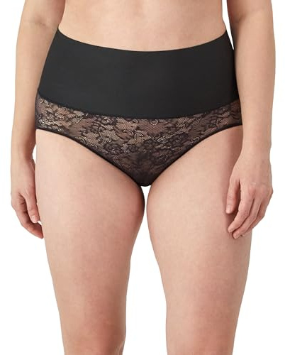 Maidenform Women's Tame Your Tummy Brief Shapewear, Black Lace, XXL