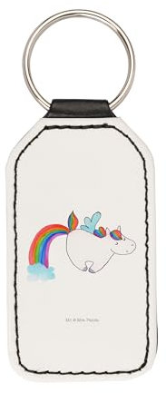 Mr. & Mrs. Panda Rechteckig Schlüsselanhänger Einhorn Fliegendes Pferd - Geschenk, Unicorn, Glitzer, Erwachsenwerden, Regenbogen, Einhorn Deko,