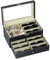 AUTOARK Leather 6 Watch Box Jewelry Case and 9 Piece Eyeglasses Storage and Sunglass Glasses Display Drawer Lockable Case Organizer,Black,AW-048