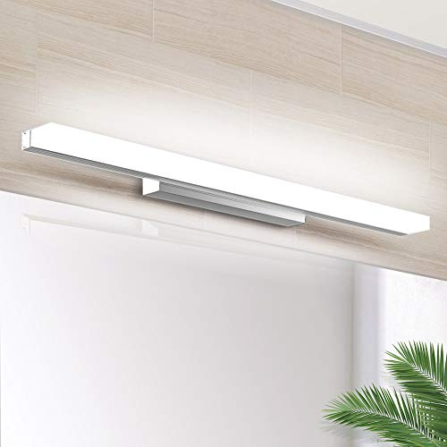Lampada da Specchio 40CM, SOLMORE Lampada da Bagno 700LM 8W IP44, Luce per Trucco Bianco 6000K 220V, Applique da Specchio per Specchietti, Bagno, Camera da Letto (Senza Interruttore)