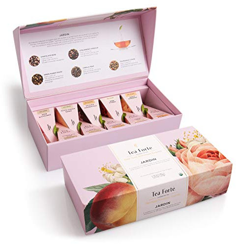 Tea Forté Jardin | 10 Pyramiden-Teebox Bio-Tee Sortiment | Grüner Tee, Weißer Tee, Oolong, Schwarzer Tee und Kräutertees | Limitierte Auflage