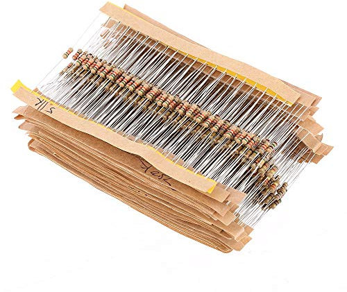 ARCELI 60pcs 1 / 4W Résistances à Couche de Carbone 1 ohm-1M ohm Assortiment Kit Ensemble 43 valeurs Total des Composants électroniques