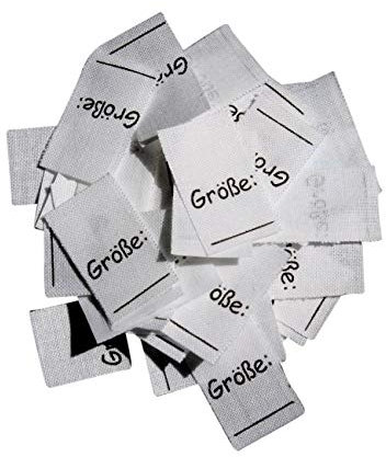 Hödtke Vertrieb 25 Textiletiketten Größe_ (Mischband - Schrift Comic Sans)