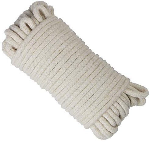 aufodara 10M Baumwollkordel mit Kern 3mm Rund Geflochten Schnur Seil 100% Baumwolle (Rohweiß)