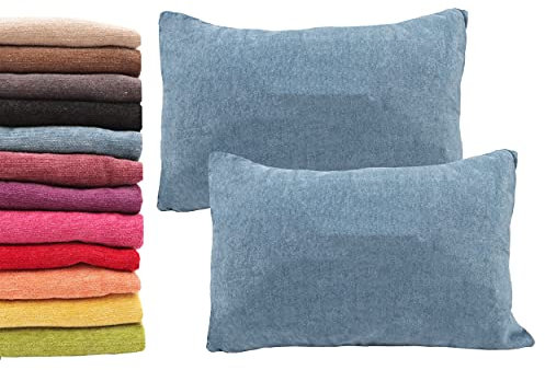 Meishida 2er-Set Kissenbezüge 40 x 60 cm, weicher Chenille-Stoff, dekorative Kissenbezüge mit verstecktem Reißverschluss für Sofa und Bett (blau, 40 x 60 cm)