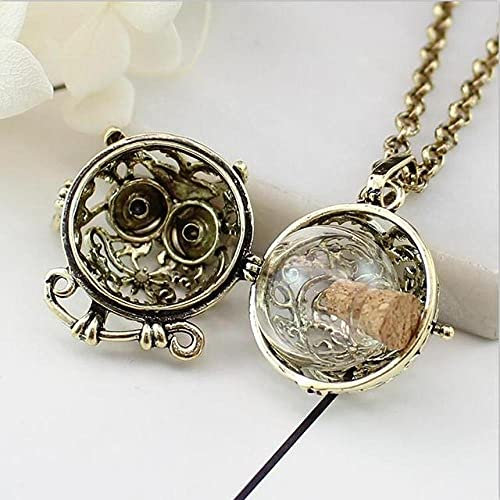 TIANZXS Bronze Eule Medaillon Anhänger Memory Medaillon Urne Schmuck für Esche Glas Eule Medaillon Anhänger Schmuck