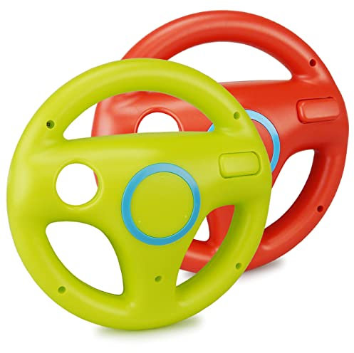 smardy 2x Volante da Corsa Rosso e Verde Racing Wheel Compatibile con Nintendo Wii Telecomando Controller per Mario Kart Game, Giochi di Guida