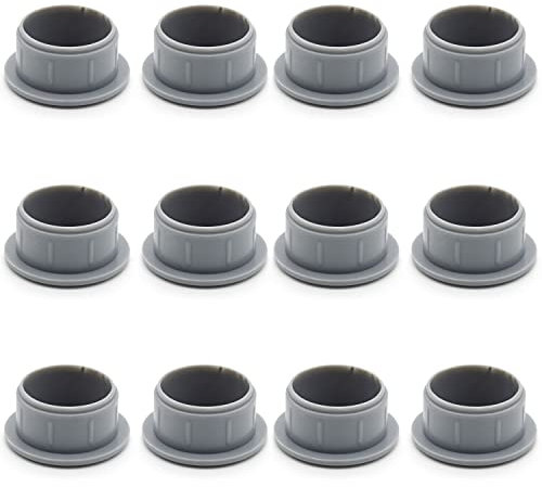 Enkotrade 12 Stück Abdeckstopfen in Grau | 12x3 | Bohrloch Ø 3mm, Rohrabdeckung aus hochwertigem Polyethylen, Kunststoffkappen, Abdeckkappe, Stopfen, Blindstopfen, Verschlusskappe