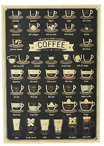 Kraft Papel Coffee Cartel Antiguo Vintage Viejo Estilo Poster Decorativo Poster Lámina Café Cafetería Bar Decoración Calcomanías