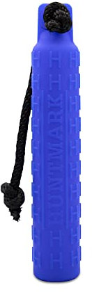 HUNTMARK Hundepuffer – Standard Apportiertrainer für Jagd- und Sporthunde – Welpentrainingsdummy mit strukturiertem Muster – Farbspektrum Apportierpuffer – 30,5 x 5,1 cm – Blau