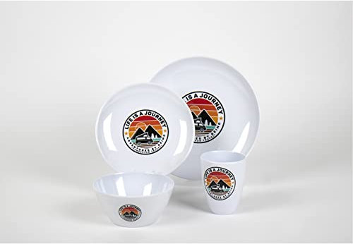 Service de table 16 pièces en mélamine pour 4 personnes, camping, camping-car, caravane