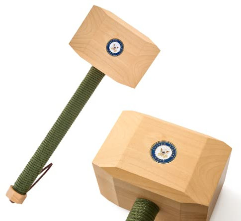 Navy Wooden Thor Mjolnir Hammer Home Decor - Decorative Novelty Office, Wall, Home Statue, Gift for America United States Military, Army, US Navy, Service Branch Wall Art, Nautical Sea Patriotic Gift