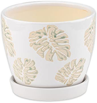 Maceta Monstera de 6 pulgadas, menta/blanca
