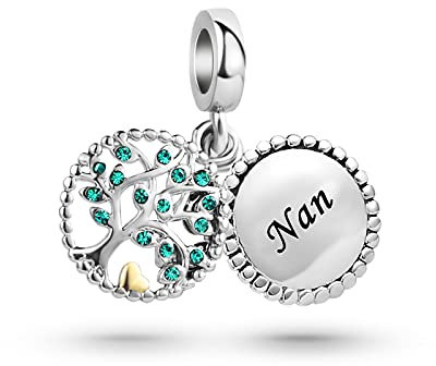 FGT Nan Family Tree Dangle Charm fits Pandora Bracelets Tree of Life Heart Women Grandma Granddaughter Christmas Birthday