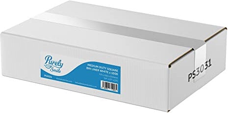 Blake & White Medium Duty Square Bin Liners - Purely Smile Ultra Durable & Tear-Resistant White Bin Bags - Durable & Tear-Resistant Bin Liners for Household & Office Use - Box of 1000 (PS3031)