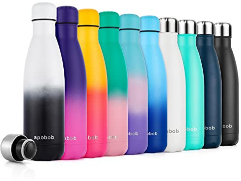 Apobob Edelstahl Trinkflasche 500ml 750ml - Vakuum Isolierte Thermosflasche & Kühlflasche - BPA Frei Trinkflasche Metall Vakuum Wasserflasche für Kinder, Schule, Fahrrad, Laufen, Yoga