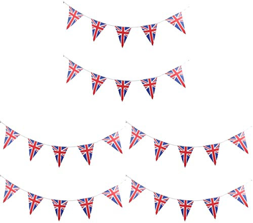 Amosfun 3sets Union Jack Flag Bunting Bunting for Queens Platinum Party Decorations