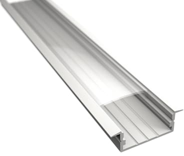 2m LED Einbauprofil WIDE-IN-20 Aluminium Weiß für LED Streifen inkl. Abdeckung klar, für LED Bänder bis max. 20mm (2m Profil Weiß + klare Abdeckung)