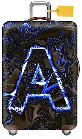 FANSU Elastisch Kofferhülle Kofferschutzhülle, Cyberpunk Stil Reisekoffer Schutzhülle mit Reißverschluss, Elasthan, Waschbar Gepäckabdeckung - 18 bis 32 Zoll (XL(29-32in),Buchstabe A)