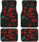 Tapis de sol de voiture avec imprimé rose rouge et noir - Tapis de sol antidérapant - Ajustement universel pour SUV, berline, van, voiture, décoration intérieure