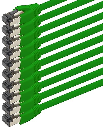 1aTTack.de 2m Cat 8 network cable CAT8 cable green - pack of 10 Cat.8 Lan 2000 MHz 40 Gbit s 40GBase-T Poe+ patch cable Ethernet cable LSZH - 10 x 2 meters green