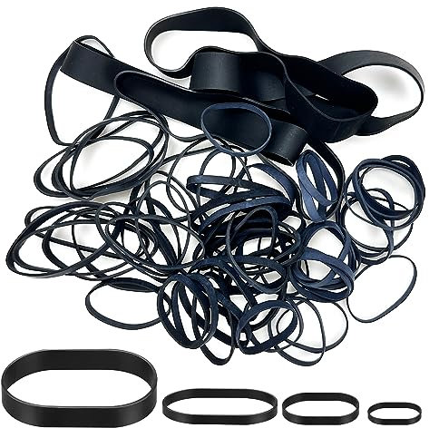 Heavy Duty Rubber Bands 64 Pcs Black Large Thick Elastic Rubber Bands Trash Can Band Rope Strong Durable Wide Wrapping Bands for Industrial Home Office School File Folders Garbage Can,Black (4 Sizes)