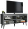 Madesa Mueble de TV con 4 estantes y gestión de Cables, Mueble Mesa de TV para televisores de hasta 55 Pulgadas, Madera, 59 x 32 x 136 cm - Gris