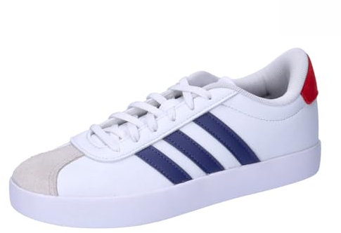 adidas Unisex Kinder VL Court Shoes, Cloud White/Dark Blue/Better Scarlet, 39 1/3 EU
