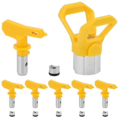 QWORK® Kit de boquillas sin Aire para Pistola Pintura de Alta presión - Modelos 515/517/519/521/523/525-6 Boquillas sin Aire con Sello Final y Asiento de Boquilla