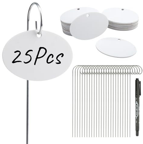 Temlum 25er Set Pflanzenschilder zum Beschriften, Acryl Pflanzenstecker Beschriftungsschilder Wetterfest Pflanzschilder für Draussen Namensschilder für Gemüse, Kräuter, Blumen (Weiß)