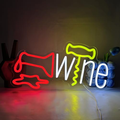 UExnkj-Y Wine Neon Sign LED Bar Enseignes au Néon Enseigne Lumineuse Decor USB Alimenté Néon Lettres Néon de Vin Rouge pour Maison, Pub, Bar, Studio, Amateur de Vin, Cadeau D'anniversaire