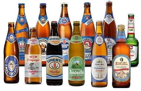 BIERPAKET ALKOHOLFREI 12 x 0,5L bayerische Biere Pils Helles Weizen Kellerbier inkl. 0,96€ Pfand Biergeschenk für Männer Fussball Vatertag Himmelfahrt Mitbringsel Grillen