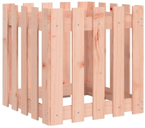 Makastle Jardinière Design de Clôture surélevée en Bois Boîte de Plantation Extérieur Lit Surélevé de Jardin Boîte à Fleurs Bac à Plantes, 50x50x50 cm Douglas Massif