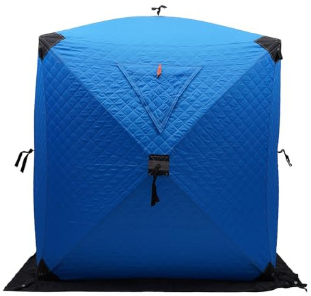 Freistehend 210D Oxford Tuch Und Fiberglas Rods 2Menschen EIS Angeln Zelt Winter Eisfischen Tragbares Unterstand Freien Eisangelzelt Angelzelt Outdoor Dressing Duschen Toilettenzelt Quadratisch Blau