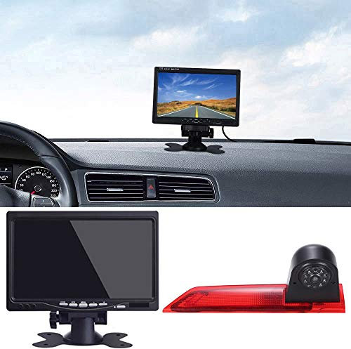 Van Drittes Bremsleuchte Kamera 3rd Dach Bremslicht Rückfahrkamera mit 7 Zoll LCD Monitor Ersatz für Transporter Business MPV SUV Bus Ford Transit Custom 2012-2016