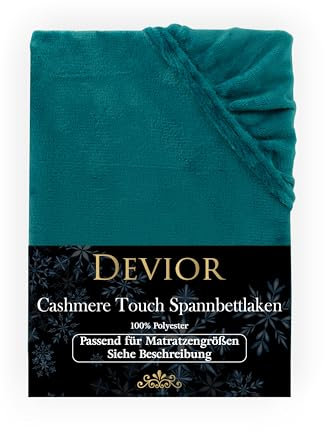 Devior Cashmere Touch Spannbettlaken, Petrol, 180x200-200x220 cm – Für Wasser- & Boxspringbetten – Mikrofaser mit 190 g/m²– Winter-Spannbetttuch für Topper & Matratzen – Oeko-TEX Zertifiziert