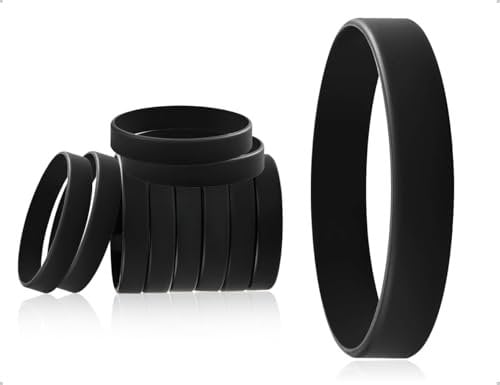 ZoeTekway 10 pezzi braccialetti, semplice braccialetto vuoto in silicone, bracciale sportivo da uomo, donna, bambino, per fitness, corsa, festa, attività di squadra sportiva (nero, 202 * 12 * 1,9 mm)