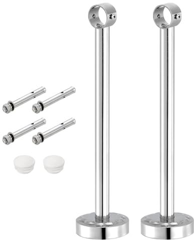 QUARKZMAN 4 Set 11.81 Supporto Bastone Tenda Soffitto Adatta a Tubo 1.02, Ganci Asta Bastoni per Tende Acciaio Inossidabile, Supporti Asta per Armadio per Asta per Tende Bagno, Argento