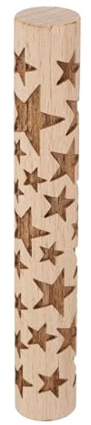 QUARKZMAN Holz Tonroller 4 Sternmuster Nudelholz Holzrollen für Ton Backen | Töpferwerkzeuge Holzmaserung Texturroller, Teig Knete DIY
