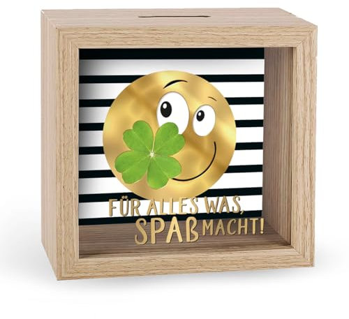 KE-Spardose mit Folienprägung auf der Scheibe - Lustige Geldsammelbox für Kinder und Erwachsene, ideal zum Sparen und als Dekoration - Hochwertige Sparbüchse mit originellem Design