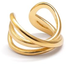 SINGULARU - Orecchino Singolo Ear Cuff Triple Cross. Ottone con Finitura in Bagno d’Oro 18Kt o Rodio. Gioielli da Donna
