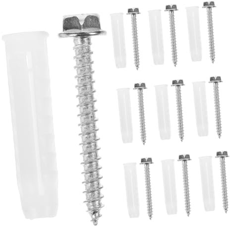 CHILDWEET 10sets Tv Wall Mount Screws Kit Drywall Anchors Plastic Wall Plugs Heavy Duty Concrete Screws for Tv Stand Accessories
